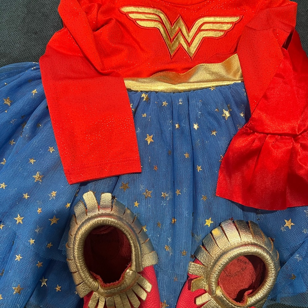 Wonderwoman with moccasins. Headband. Mocasines barely worn.